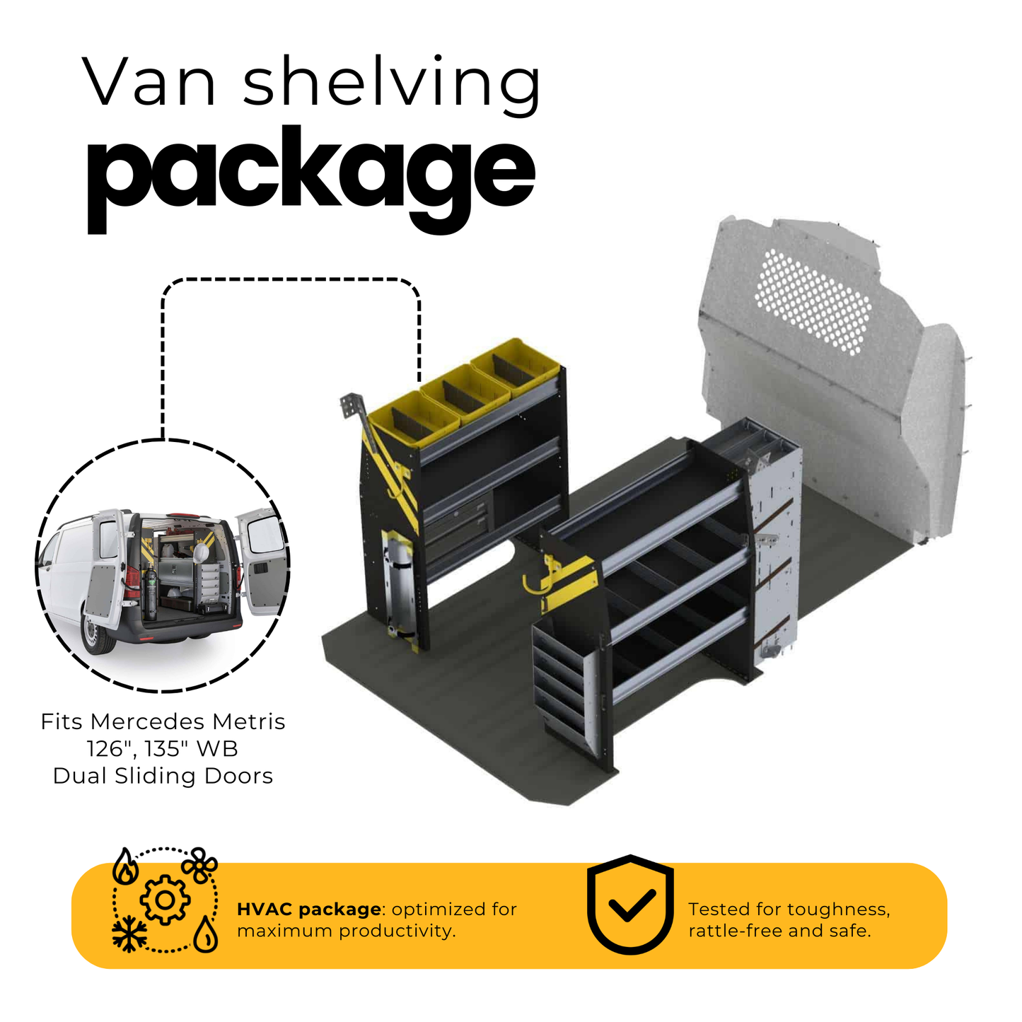 HVAC Van Shelving Package, Mercedes Metris All WB – MMR-12