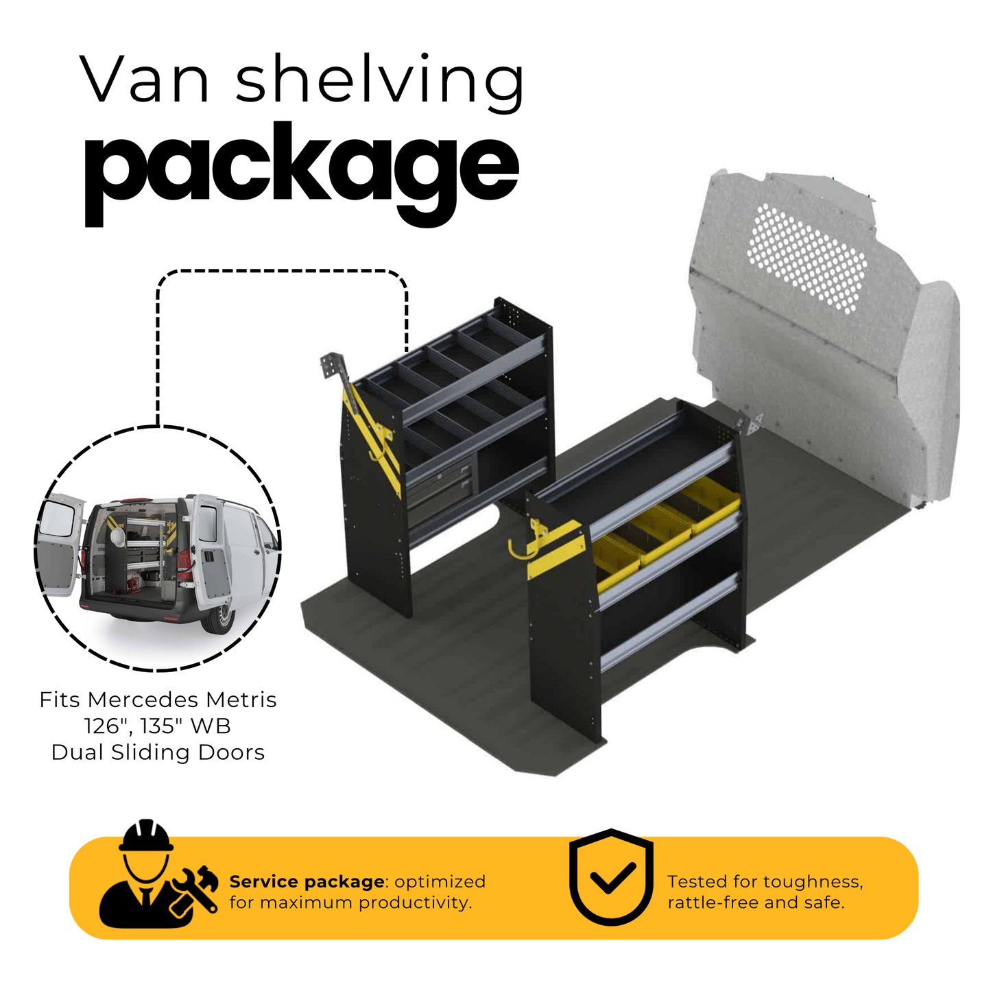 Mobile Service & Plumbing Van Shelving Package, Mercedes Metris All WB – MMR-16