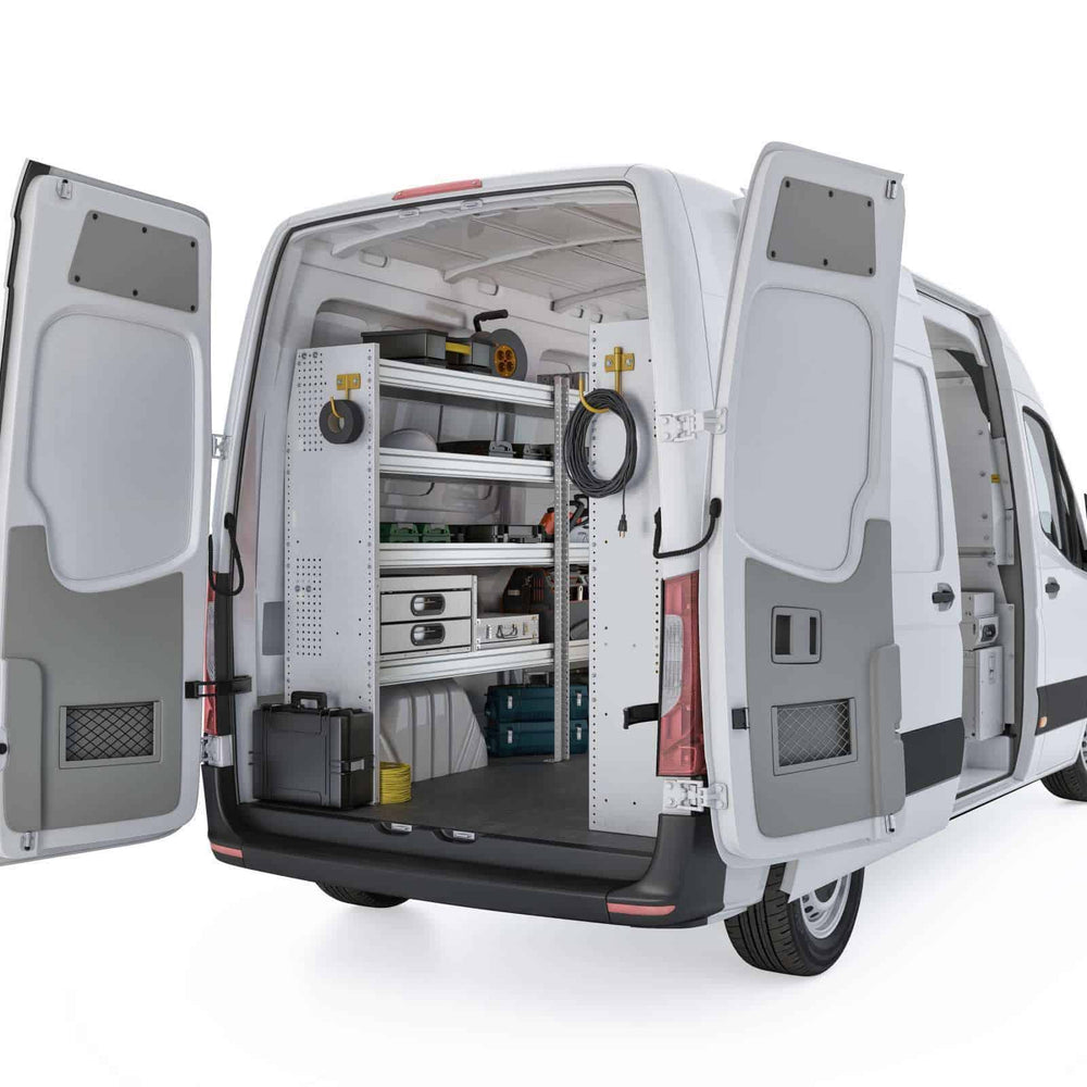 
                      
                        Aluminum Van Shelving Package, Mercedes Sprinter, 144” WB – DHS-27
                      
                    