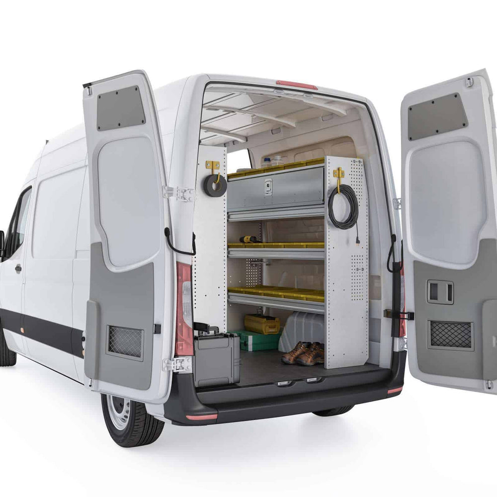 
                      
                        Aluminum Van Shelving Package, Mercedes Sprinter, 144” WB – DHS-27
                      
                    