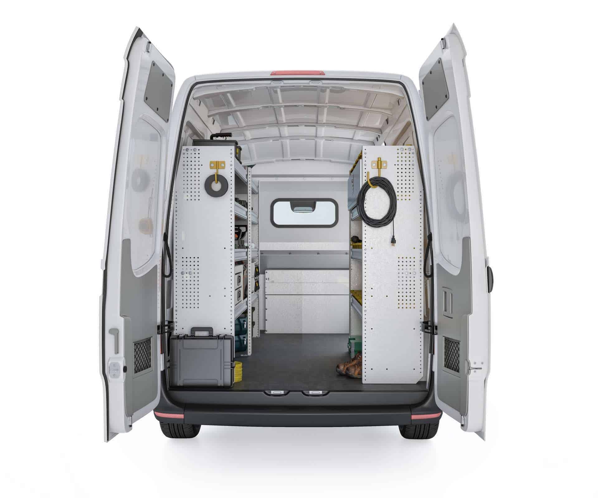 Aluminum Van Shelving Package, Mercedes Sprinter High Roof, 144” WB – DHS-27
