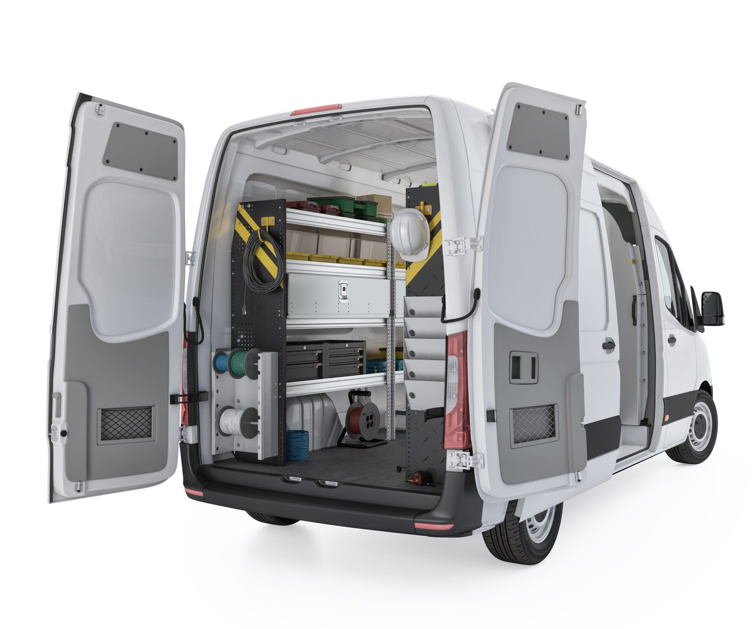 Electrician Van Shelving Package, Mercedes Sprinter, 170” WB – DHL-11