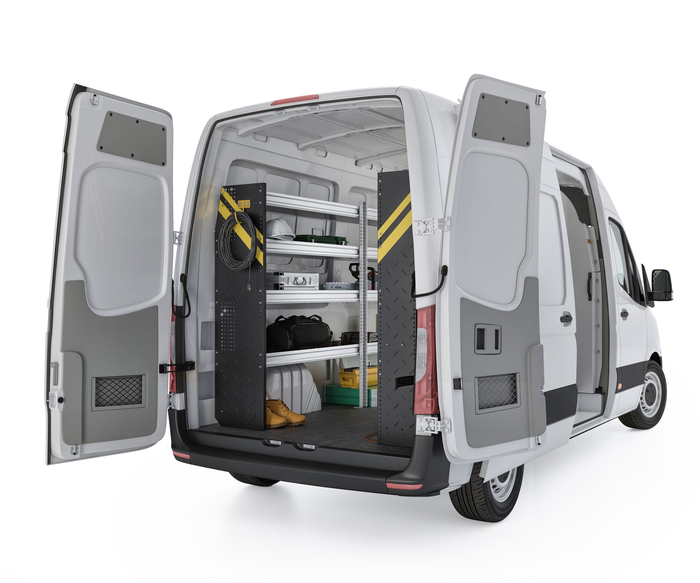 Contractor Van Shelving Package, Mercedes Sprinter Low Roof, 144” WB – DLS-10