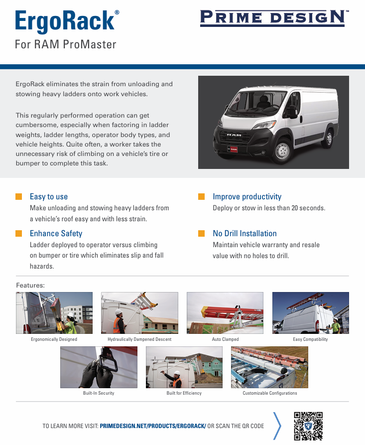 Prime Design ErgoRack Base - Rotation, High Roof Ram ProMaster, 72 IN Crossbars - BR-PM-72-M