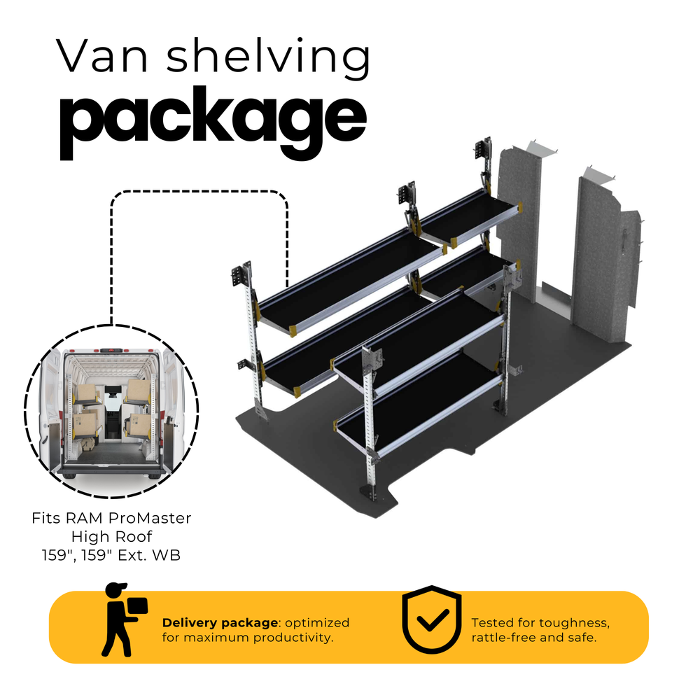 Delivery Van Shelving Package, RAM ProMaster, 159” WB – RPL-19