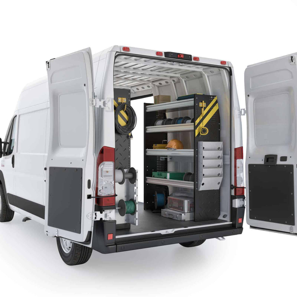 
                      
                        Electrician Van Shelving Package, RAM ProMaster, 118″ / 136″ WB – RPS-11
                      
                    