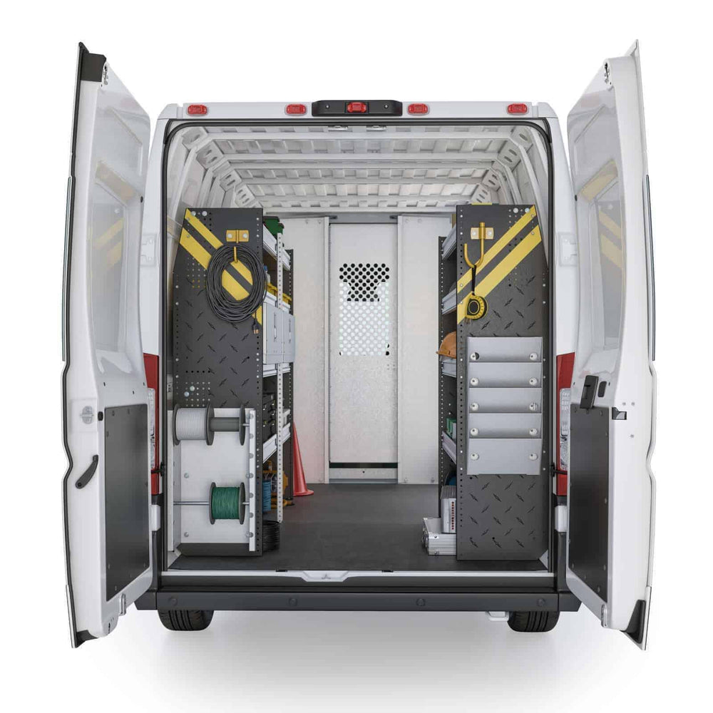 
                      
                        Electrician Van Shelving Package, RAM ProMaster, 118″ / 136″ WB – RPS-11
                      
                    