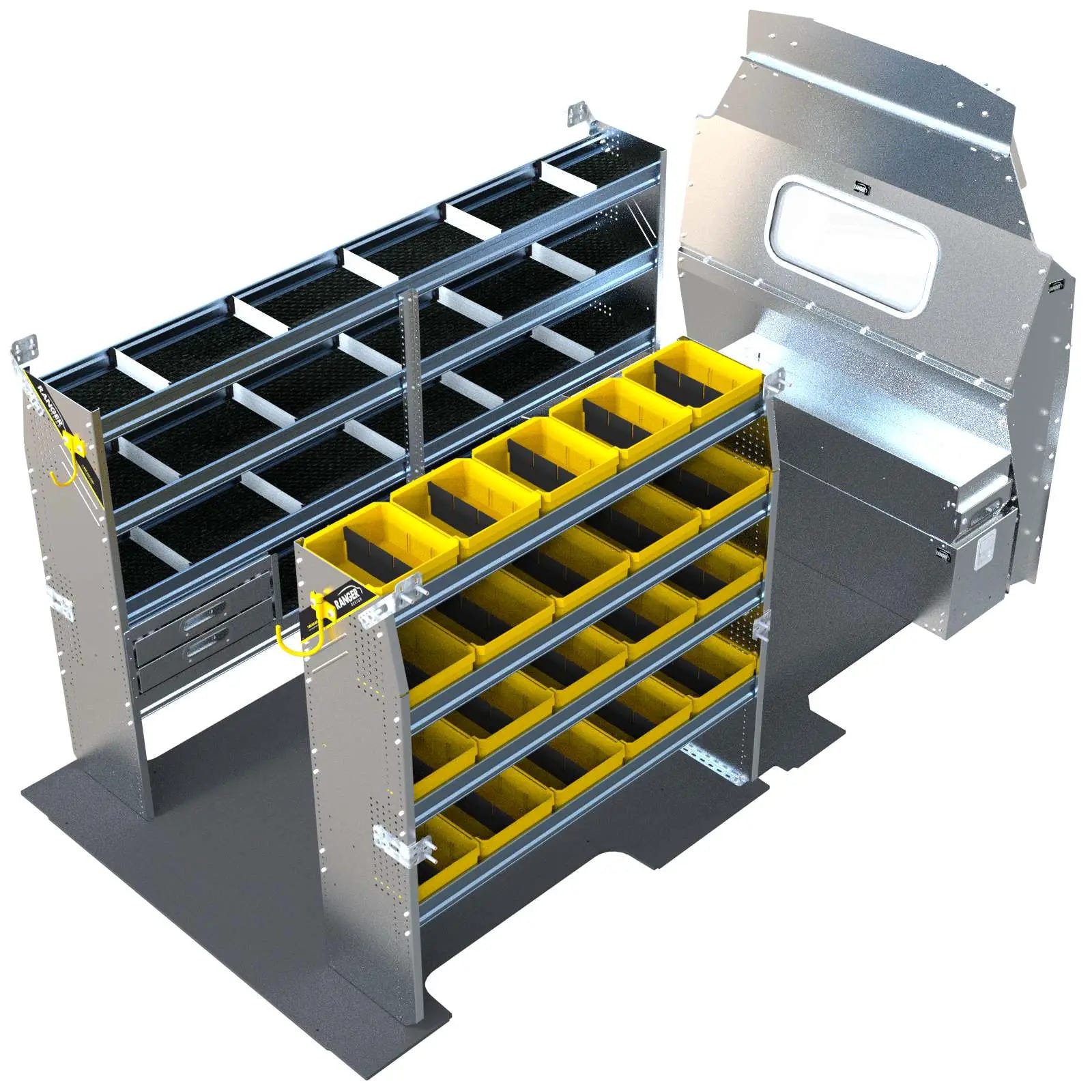 Aluminum Van Shelving Package, Ford Transit High Roof, 148", 148" Ext. WB – FTH-27