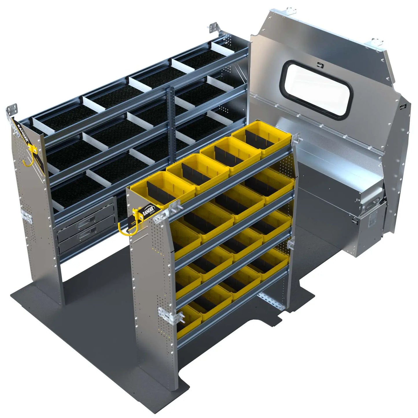 Aluminum Van Shelving Package, Ford Transit Med Roof, 130” WB – FTR-27