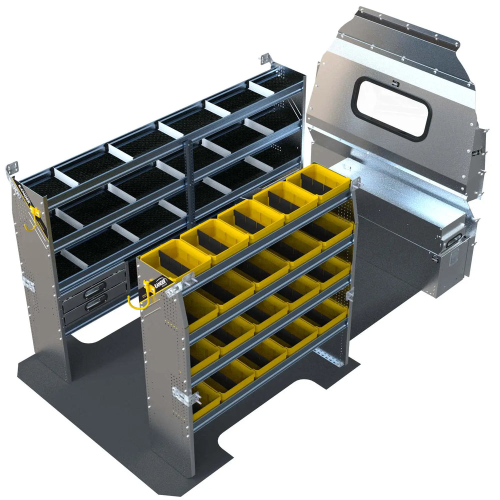 Aluminum Van Shelving Package, Mercedes Sprinter, 144” WB – DHS-27