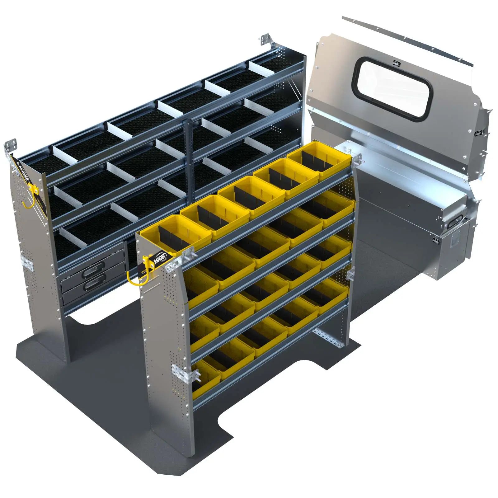 Aluminum Van Shelving Package, Mercedes Sprinter Low Roof, 144” WB – DLS-27