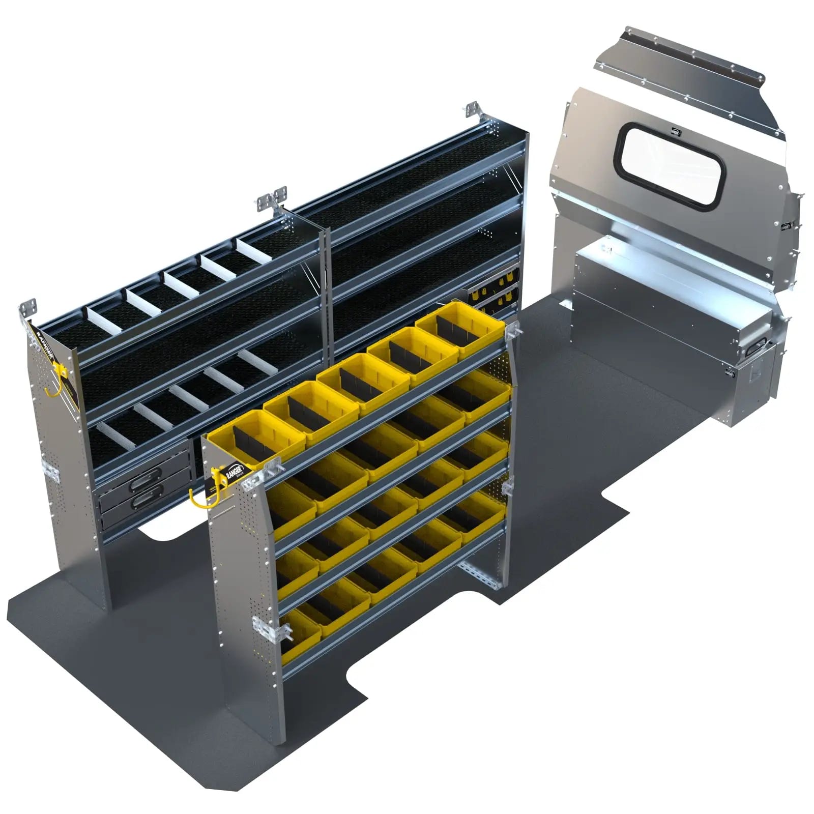 Aluminum Van Shelving Package, Mercedes Sprinter High Roof, 170”, 170" Ext. WB – DHL-27