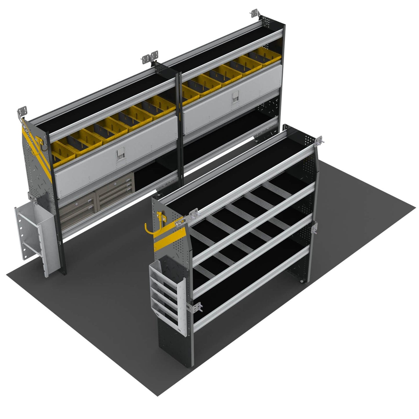 Electrician Van Shelving Package, 14′ Box Truck/Enclosed Trailer – BTL-11