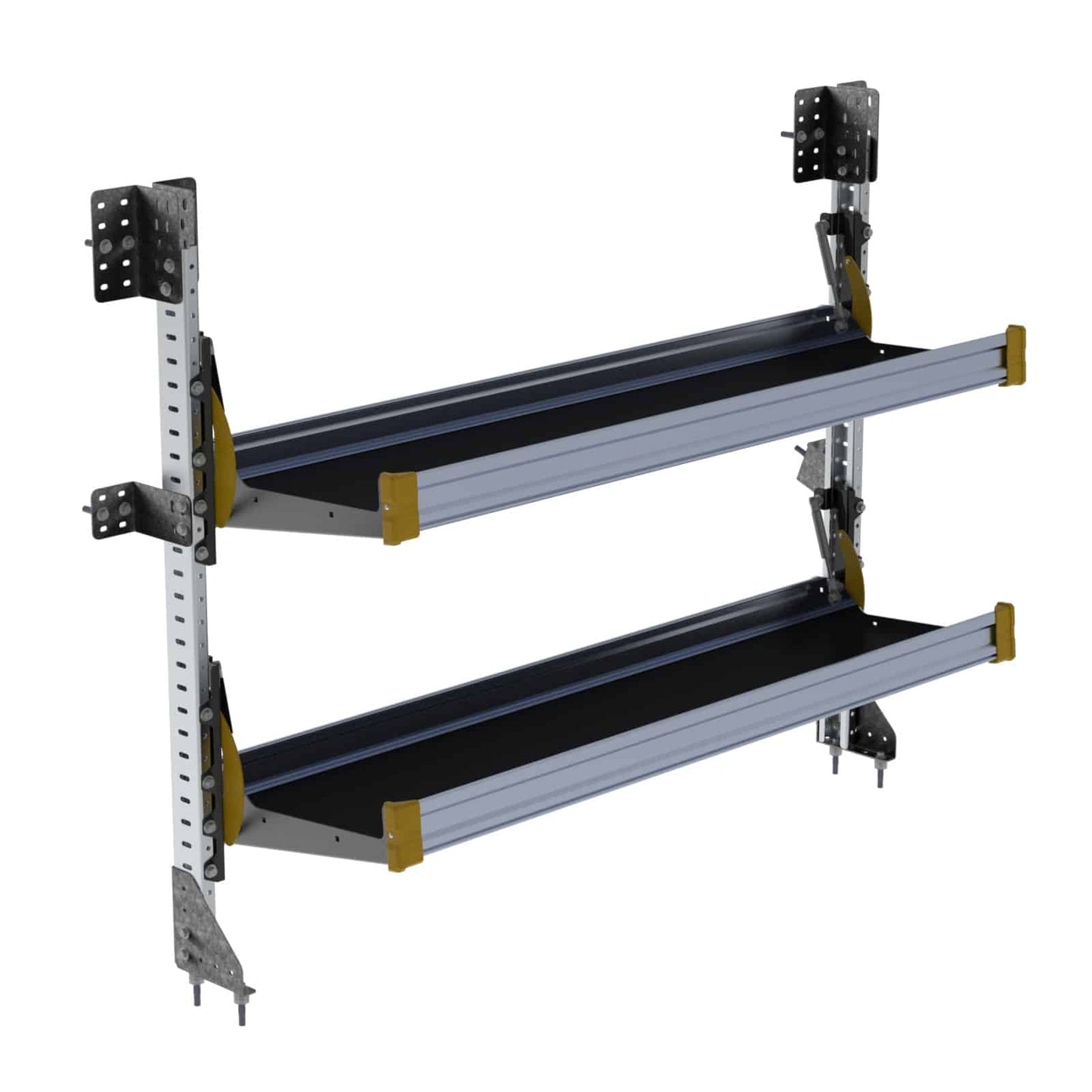 Fold-Away Cargo Van Foldable Shelving System, 2 Levels, 51″h x 60″w – F4-RA60-2