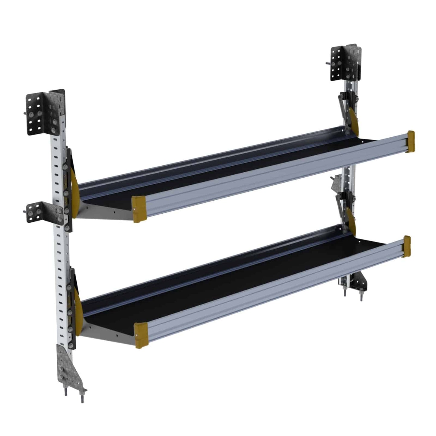Fold-Away Cargo Van Foldable Shelving System, 2 Levels, 51″h x 72″w – F4-RA72-2