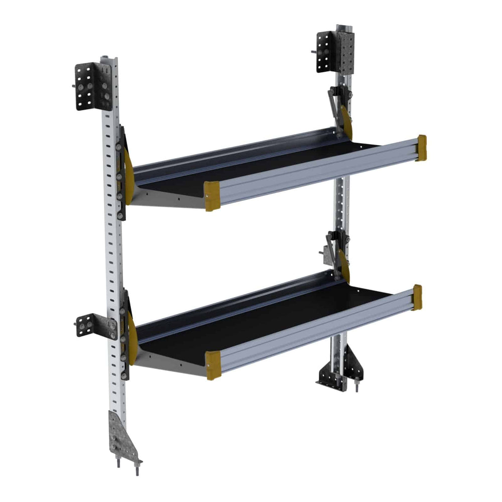 Fold-Away Cargo Van Foldable Shelving System, 2 Levels, 65″h x 48″w – F5-RA48-2