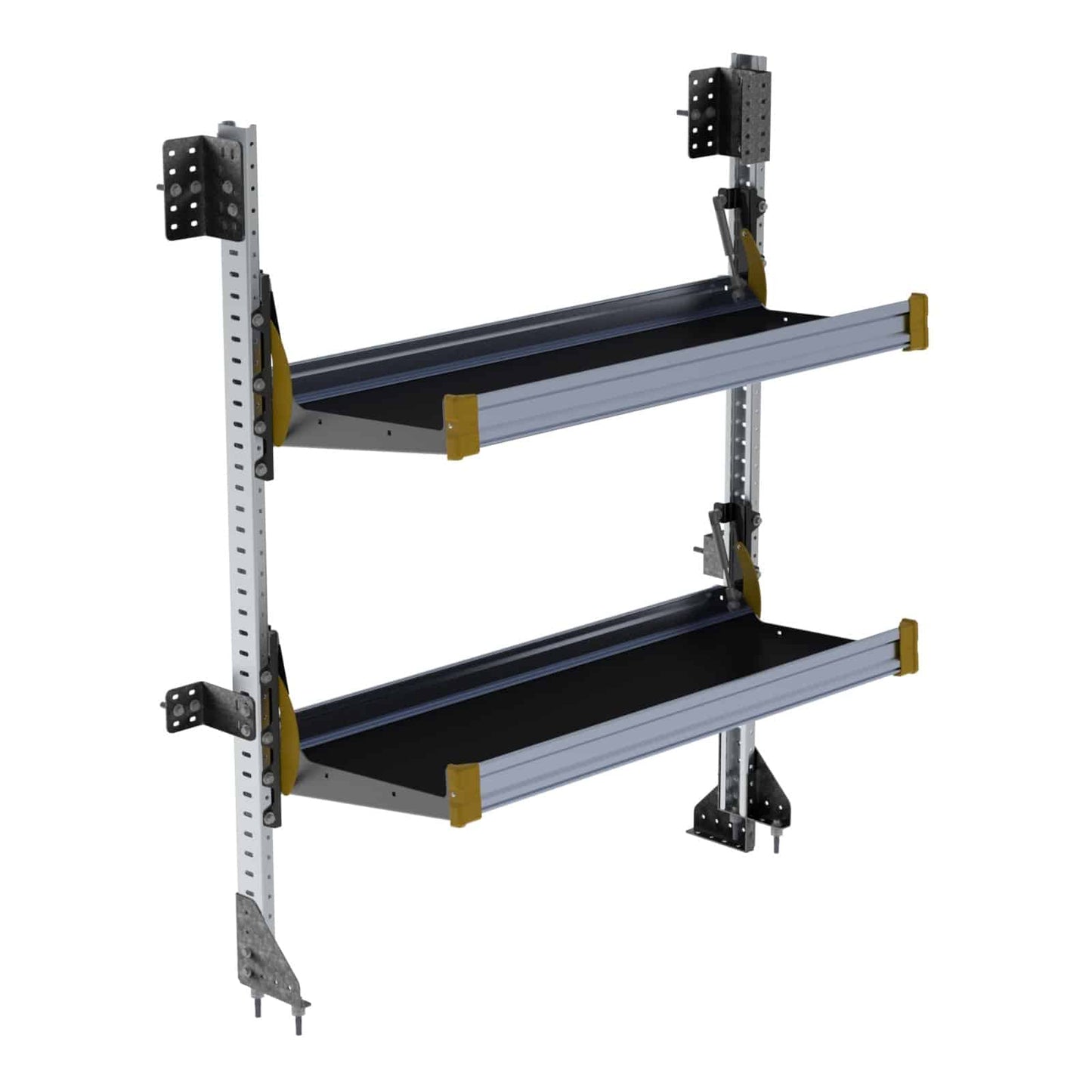 Fold-Away Cargo Van Foldable Shelving System, 2 Levels, 65″h x 48″w – F5-RA48-2