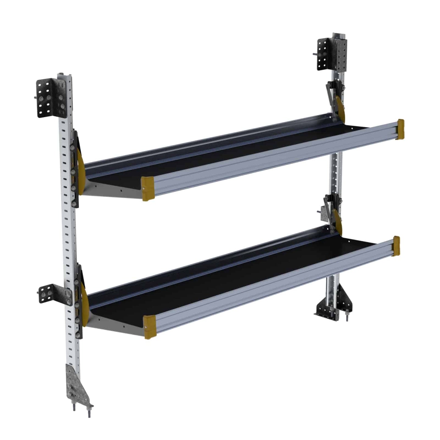 Fold-Away Cargo Van Foldable Shelving System, 2 Levels, 65″h x 72″w – F5-RA72-2