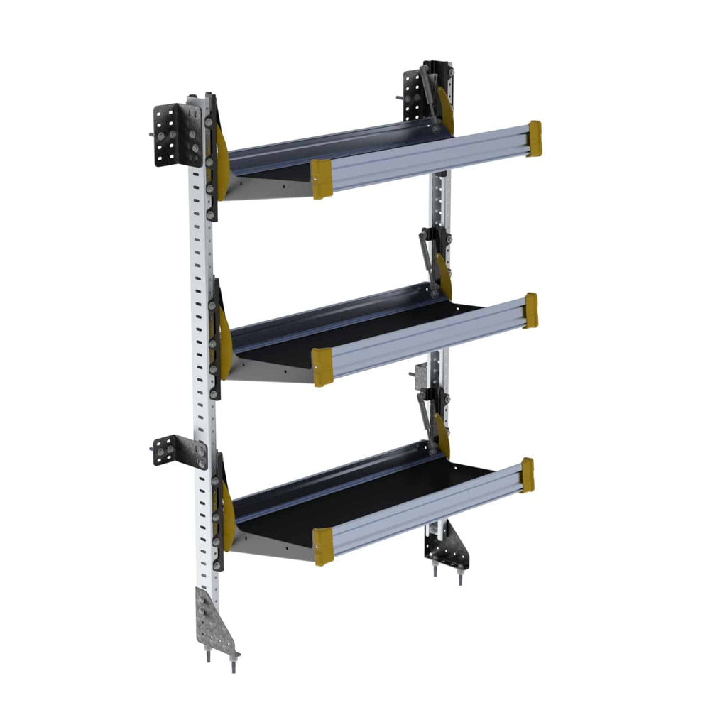 Fold-Away Cargo Van Foldable Shelving System, 3 Levels, 65″h x 36″w – F5-RA36-3