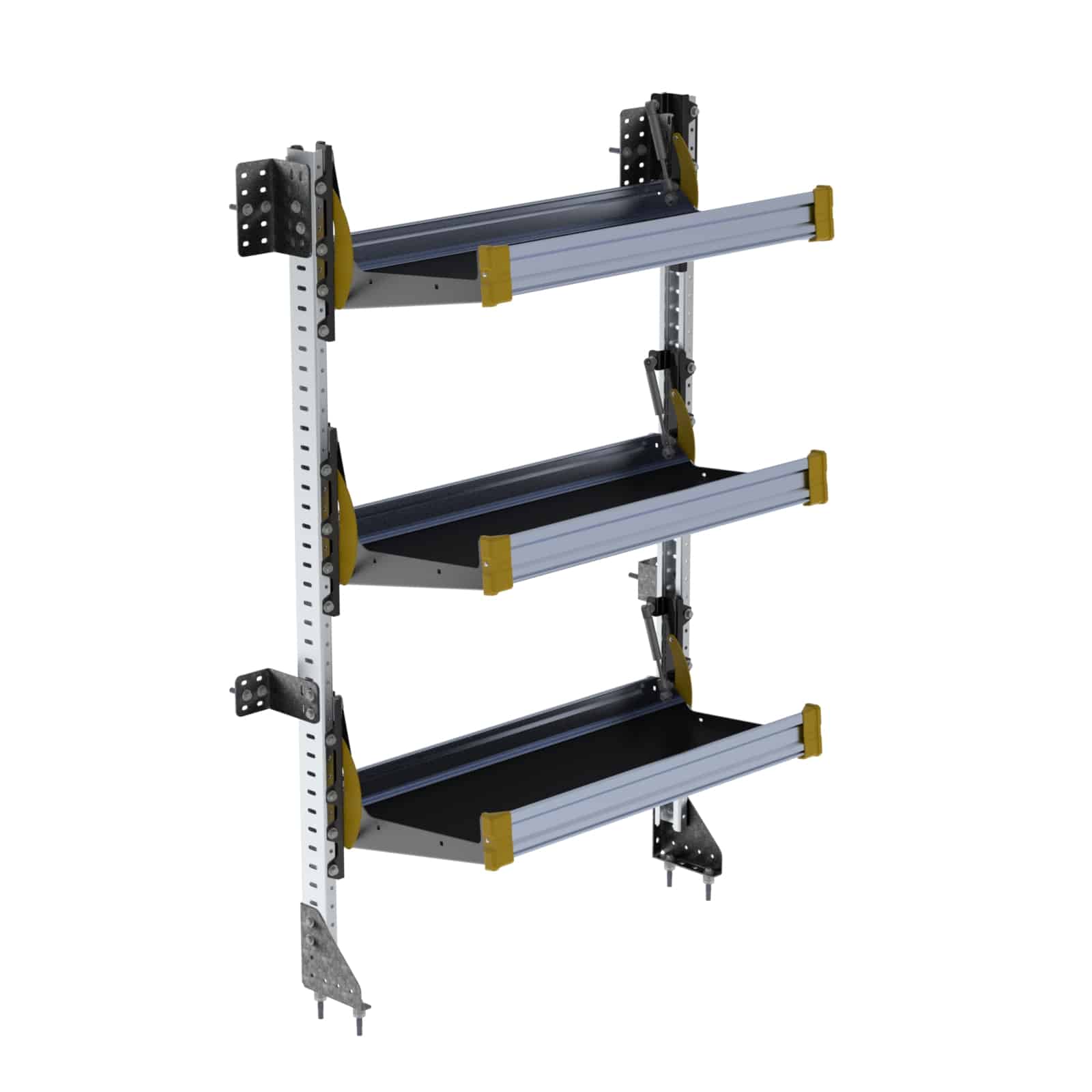 Fold-Away Cargo Van Foldable Shelving System, 3 Levels, 65″h x 36″w – F5-RA36-3
