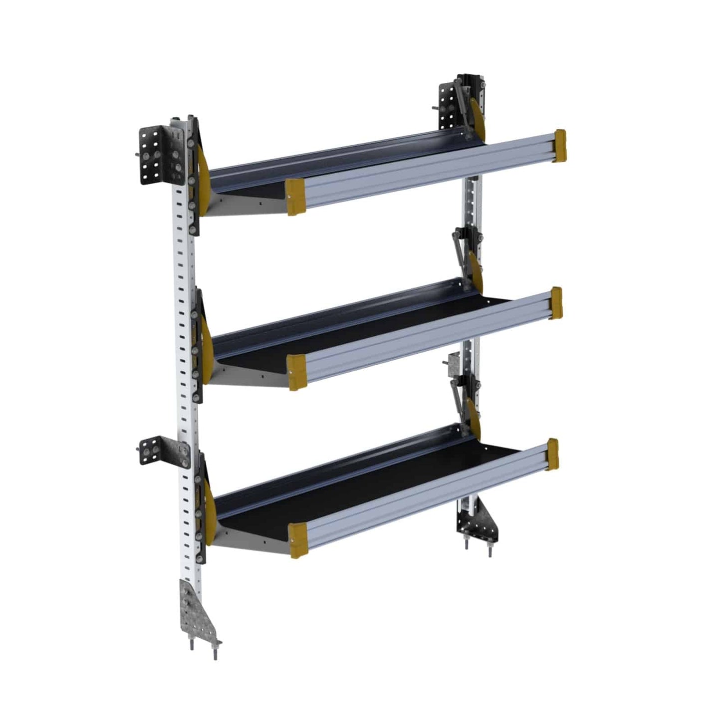 Fold-Away Cargo Van Foldable Shelving System, 3 Levels, 65″h x 48″w – F5-RA48-3