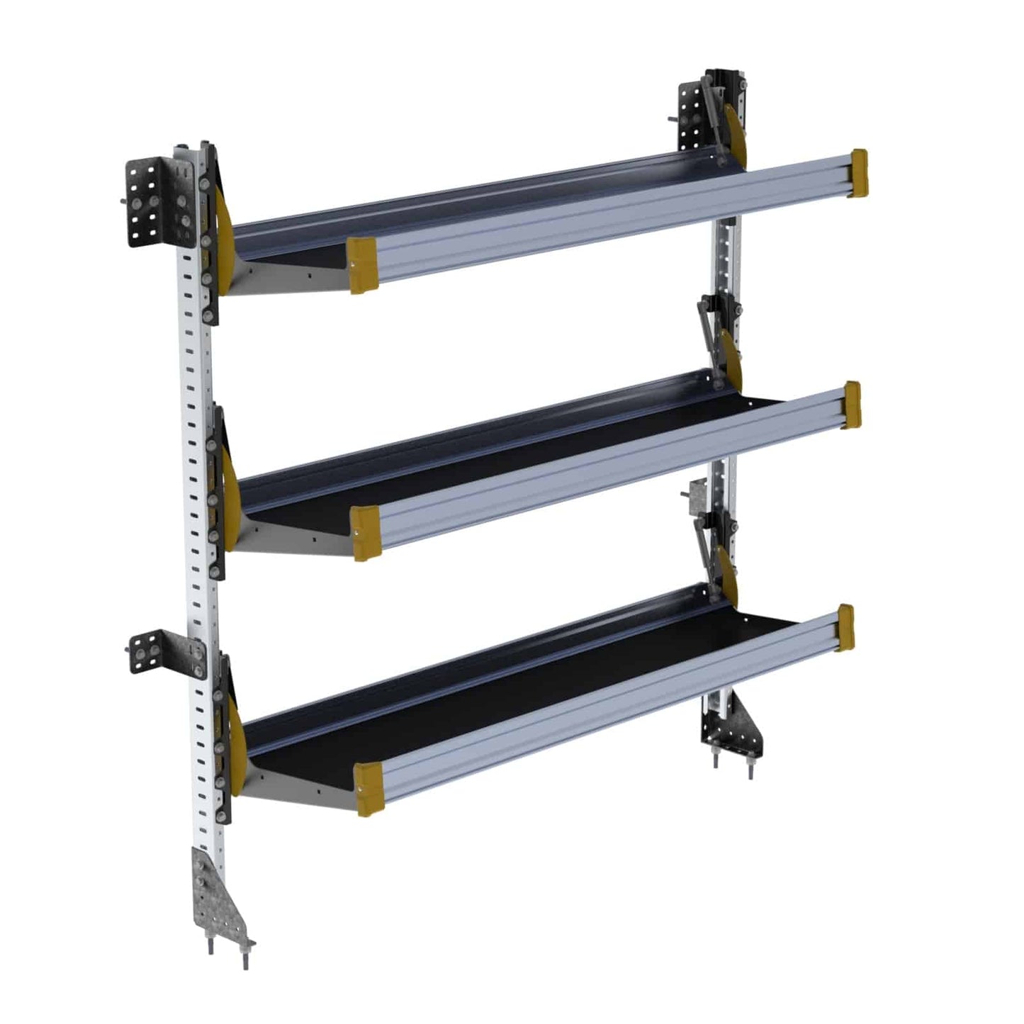 Fold-Away Cargo Van Foldable Shelving System, 3 Levels, 65″h x 60″w – F5-RA60-3