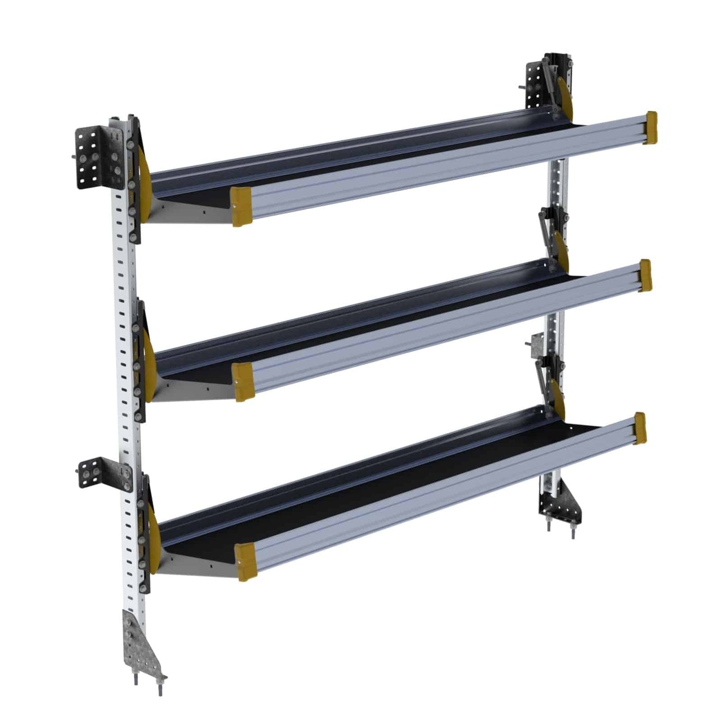 Fold-Away Cargo Van Foldable Shelving System, 3 Levels, 65″h x 72″w – F5-RA72-3
